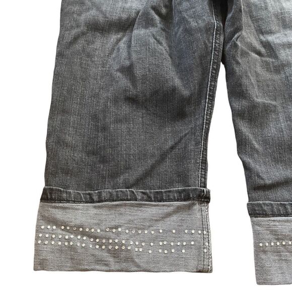 Zena Studded Denim Folded Hem Capri Sz 12P - Picture 11 of 13